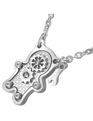 Collier en acier avec pendentif ourson mécanique