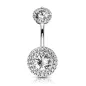 Piercing nombril large pierre avec multiples strass