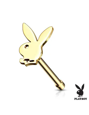 Piercing nez lapin Playboy tige droite doré