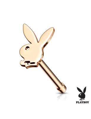 Piercing nez lapin Playboy tige droite rosé