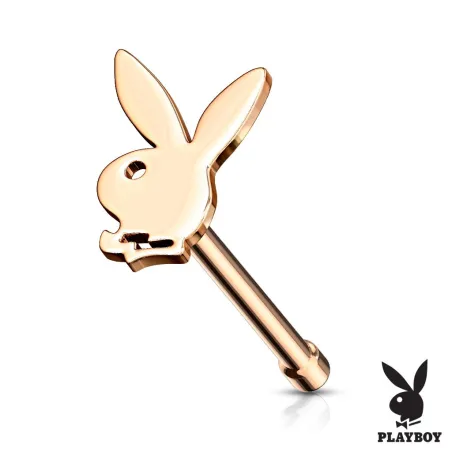 Piercing nez lapin Playboy tige droite rosé