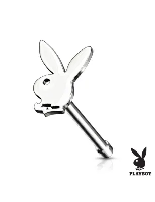 Piercing nez lapin Playboy tige droite argenté