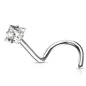 Piercing nez tige tire-bouchon zircon carré blanc