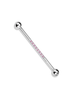 Piercing industriel en acier ligne de strass rose