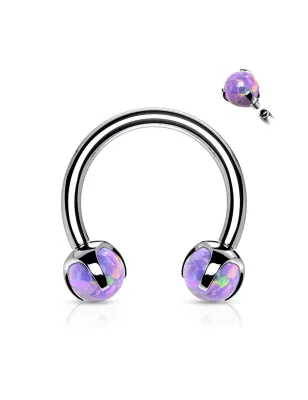 Piercing fer à cheval opale synthétique violet