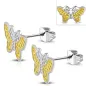 Paire Boucles d'oreille acier inoxydable motif papillon bicolore