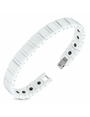 Bracelet magnétique en céramique blanche avec liens rectangulaires