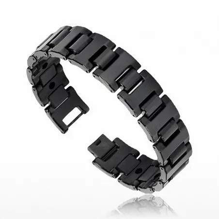 Bracelet Bio-Magnetic Tungstène Large Noir IP 