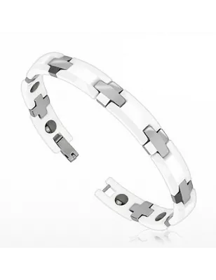 Bracelet homme en tungstène et céramique blanche