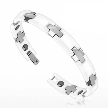 Bracelet homme en tungstène et céramique blanche