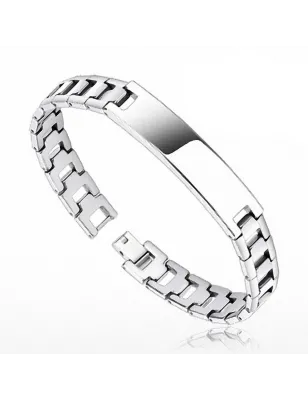 Bracelet homme en tungstène avec plaque brillante