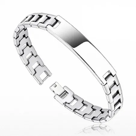 Bracelet homme en tungstène avec plaque brillante