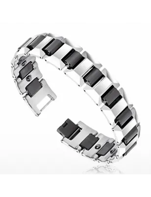 Bracelet homme en tungstène avec cylindres noirs