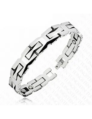 Bracelet homme en tungstène magnétique lien en H