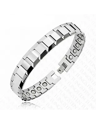 Bracelet homme en tungstène magnétique maillons imbriqués