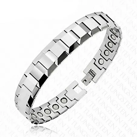 Bracelet homme en tungstène magnétique maillons imbriqués