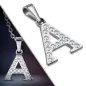 Pendentif en acier avec strass lettre A