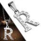 Pendentif en acier avec strass lettre R