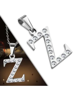 Pendentif en acier avec strass lettre Z