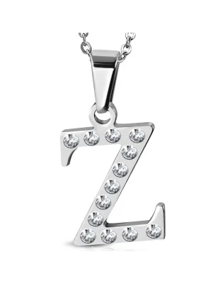 Pendentif en acier avec strass lettre Z