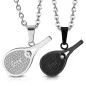 Pendentif en acier pour couples raquette de tennis argenté noir