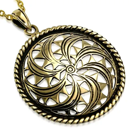 Pendentif en bronze large cercle fantaisie