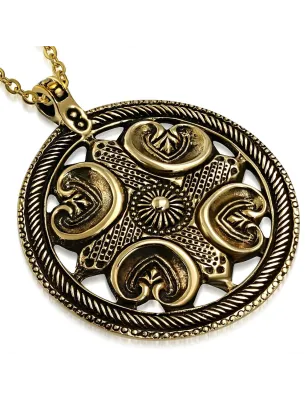 Pendentif en bronze cercle à coeurs