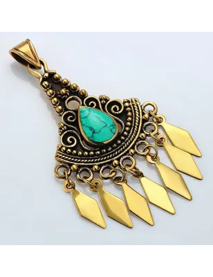 Pendentif en bronze bohème avec turquoise