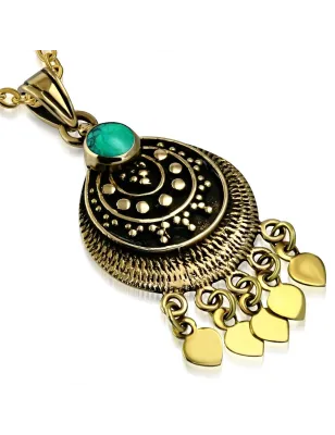 Pendentif en bronze bohème avec turquoise 067