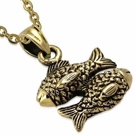 Pendentif en bronze signe poissons