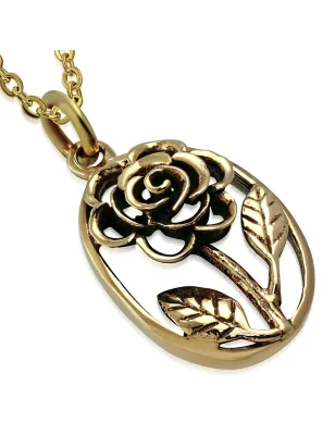 Pendentif en bronze ovale rose