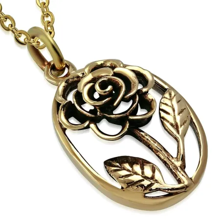 Pendentif en bronze ovale rose