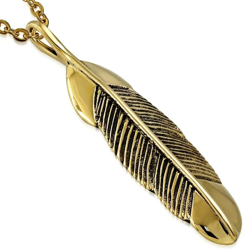 Pendentif en bronze plume