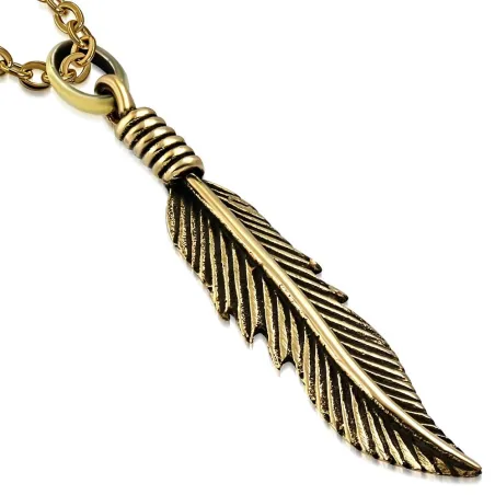 Pendentif en bronze plume fantaisie