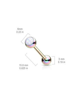 Piercing langue acier rainbow pierre lumineuse blanc