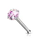 Piercing nez tige droite zircon rose serti à griffes