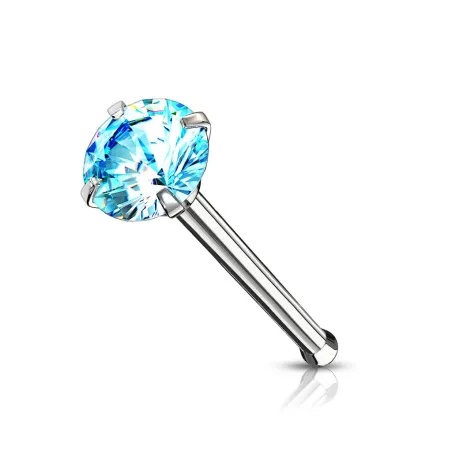 Piercing nez tige droite zircon turquoise serti à griffes