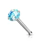 Piercing nez tige droite zircon turquoise serti à griffes