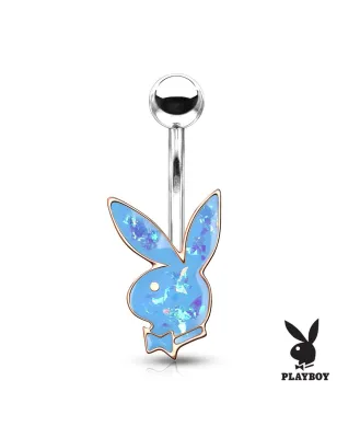 Piercing nombril Playboy lapin rosé opalescent turquoise