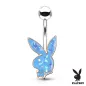 Piercing nombril Playboy lapin rosé opalescent turquoise