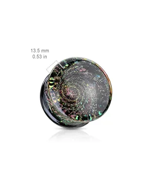 Piercing plug oreille verre galaxie scintillante