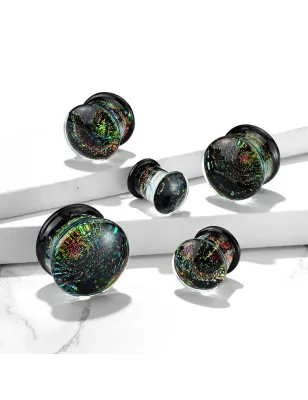 Piercing plug oreille verre galaxie scintillante