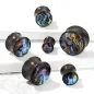 Piercing plug bois avec nacre multicolore