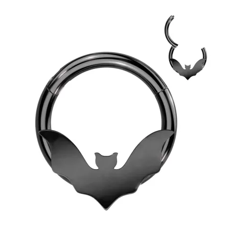 Piercing anneau clicker noir chauve-souris