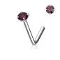 Piercing nez tige L pierre ronde griffes violet