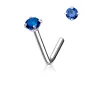 Piercing nez tige L pierre ronde griffes bleu