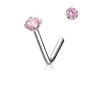 Piercing nez tige L pierre ronde griffes rose