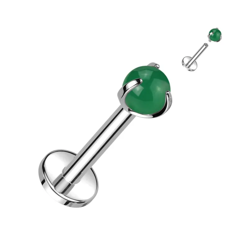 Piercing oreille labret titane pierre jade