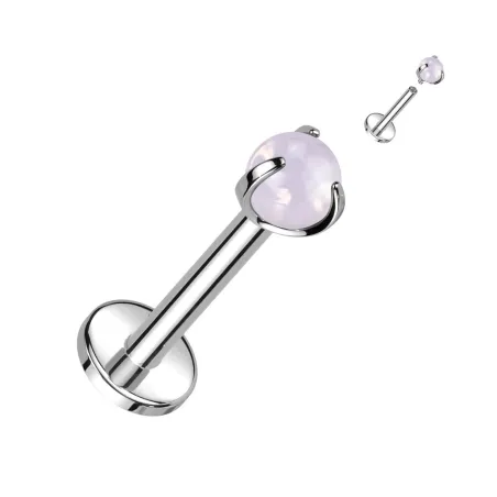 Piercing oreille labret titane pierre opalite rose