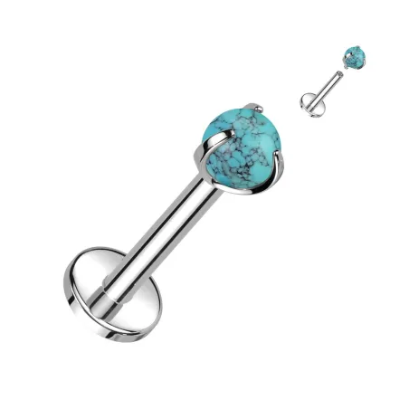 Piercing oreille labret titane pierre turquoise